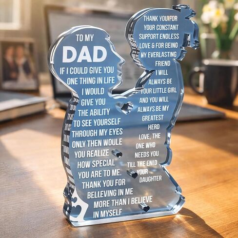 Fathers Day Acrylic Plaque Gifts from Daughter, To My Dad Fathers Day Sign, Heartfelt Gift for Papa, Desktop Plaque for Home Office Bedroom, Best Dad Gifts Anniversary Birthday Presents from Daughter in Saudi Arabia