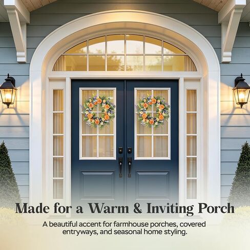 26" Large Summer Front Door Wreath, Artificial Silk Peony Orchid Rose Lavender Floral Wreath with Coin Leaf Greenery, Rustic Farmhouse Door Decor for Porch,Entryway,Mantel,Indoor Outdoor Home in Saudi Arabia