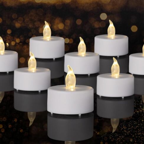 Tea Lights Flameless Battery Operated Candles-100Pack LED Flickering Votive Candle Long Lasting 200 Hours, Realistic and Bright for Seasonal Festive Celebrations Decoration Warm White in Saudi Arabia