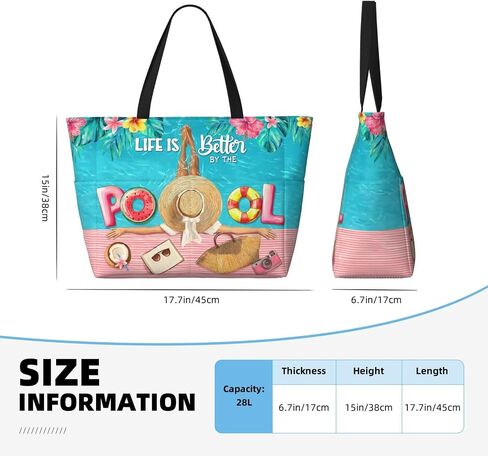 Large Waterproof Sandproof Beach Tote Bag for Women with Zipper & 7 Pockets, Lightweight Foldable Pool Swim Bag in Kuwait