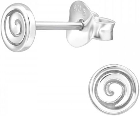 925 Sterling Silver Round Spiral Stud Earrings, Sold as a Pair in Kuwait