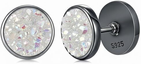 Black Earrings for Men 925 Sterling Silver Stud Earrings Helix Piercing Jewelry Gifts for Women in Saudi Arabia
