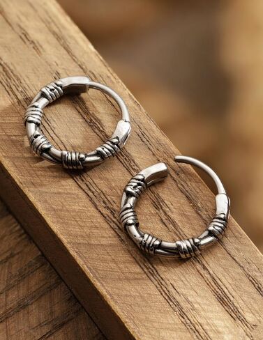 HAQUIL Gothic Punk Barbed Wire Statement Hoop Earrings Jewelry Gift for Women Men in Kuwait