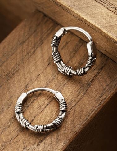 HAQUIL Gothic Punk Barbed Wire Statement Hoop Earrings Jewelry Gift for Women Men in Kuwait
