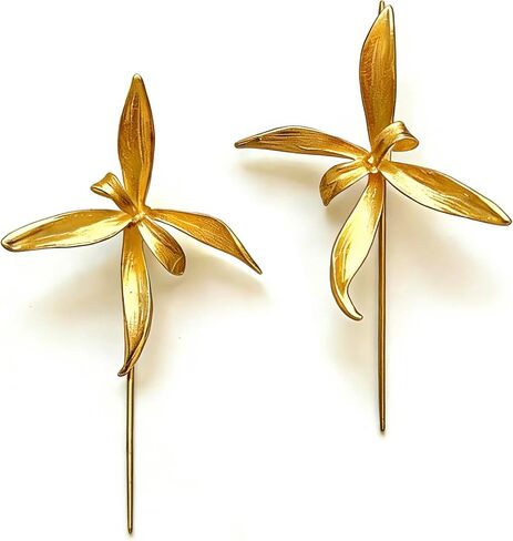 Handcrafted Designer Orchid Drop Earrings for Women, Lightweight Brushed Textured Dangle Jewelry in Gold or Silver, Elegant Floral Earrings for Valentine's Day Birthday Mother's Day Wedding Party, Thoughtful Gift for Her in Saudi Arabia