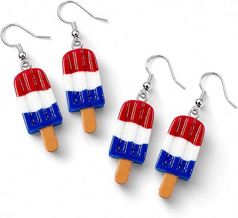 4th of July Earrings for Women, Popsicle Patriotic Earrings, Red White and Blue Earring, American Flag Earring Accessories Outfits Gifts in Saudi Arabia
