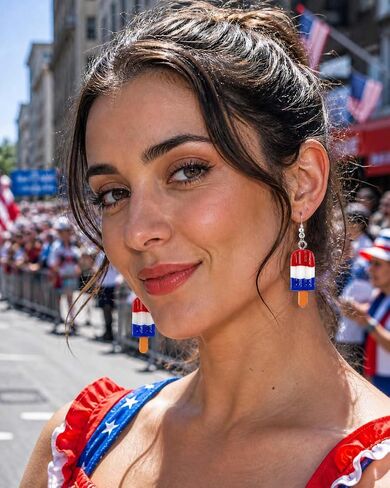 4th of July Earrings for Women, Popsicle Patriotic Earrings, Red White and Blue Earring, American Flag Earring Accessories Outfits Gifts in Saudi Arabia