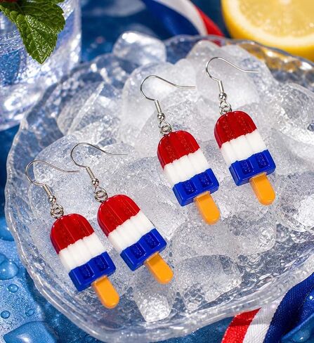 4th of July Earrings for Women, Popsicle Patriotic Earrings, Red White and Blue Earring, American Flag Earring Accessories Outfits Gifts in Saudi Arabia