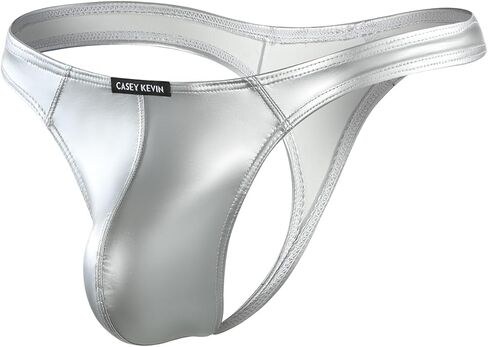 Casey Kevin Mens Leather Thong Sexy Shiny Metallic Underwear Low Rise G-string Bikini Swimsuit Sparkly T Back in Saudi Arabia