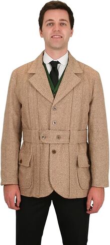 Historical Emporium Men's Norfolk Wool Blend Herringbone Tweed Jacket in Saudi Arabia