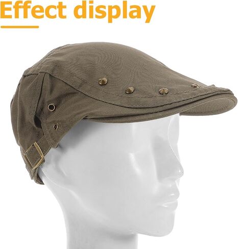YARNOW Women’s Newsboy Cap with Studs, Breathable Flat Driving Hat, Lightweight Vintage Beret for Spring Summer, Military Green in Kuwait