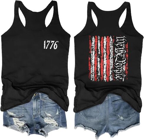 ELDPS American Flag Tank Top Women: 4th of July Sleeveless T-Shirts USA Stars Stripes Patriotic Button Down Tops in Kuwait