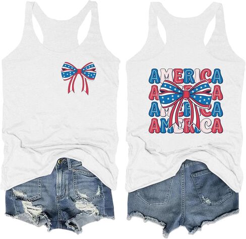 ELDPS American Flag Tank Top Women: 4th of July Sleeveless T-Shirts USA Stars Stripes Patriotic Button Down Tops in Kuwait