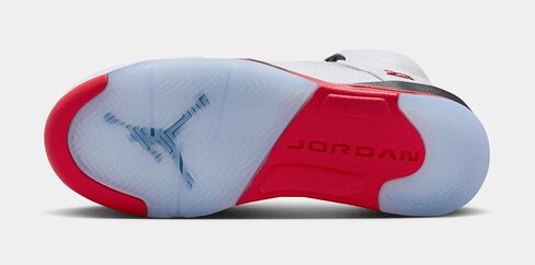 حذاء Air Jordan 5 Retro Fire Red Grade School Lifestyle (أبيض/أحمر ناري/أسود) مقاس 4.5 in Saudi Arabia