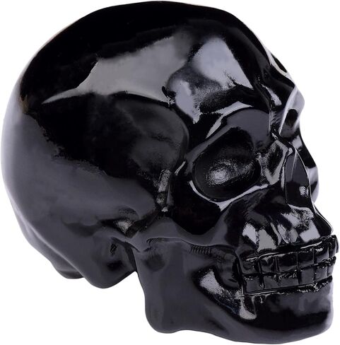 Black Obsidian Crystal Skull, 1.4 Inch Miniature Hand Carved Reiki Healing Pocket Stone, Small Collectible Skull Figurine for Altar Home Office Decor, Crystal Statue Meditation Gift for Men Women in Saudi Arabia