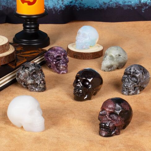Black Obsidian Crystal Skull, 1.4 Inch Miniature Hand Carved Reiki Healing Pocket Stone, Small Collectible Skull Figurine for Altar Home Office Decor, Crystal Statue Meditation Gift for Men Women in Saudi Arabia