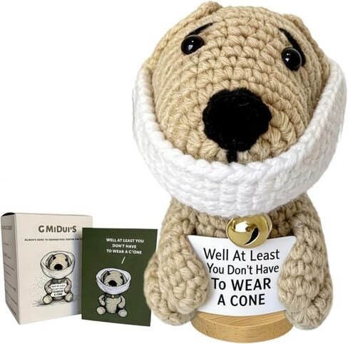 G MiDui'S Well At Least You Dont Aear a Cone–Funny Crochet Dog Get Well Gifts–4.5" Emotional Support Crochet for Cancer 、Lumpectomy、Vasectomy Humor Surgery Recovery Gifts in Saudi Arabia
