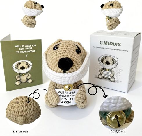 G MiDui'S Well At Least You Dont Aear a Cone–Funny Crochet Dog Get Well Gifts–4.5" Emotional Support Crochet for Cancer 、Lumpectomy、Vasectomy Humor Surgery Recovery Gifts in Saudi Arabia
