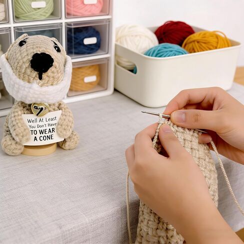 G MiDui'S Well At Least You Dont Aear a Cone–Funny Crochet Dog Get Well Gifts–4.5" Emotional Support Crochet for Cancer 、Lumpectomy、Vasectomy Humor Surgery Recovery Gifts in Saudi Arabia
