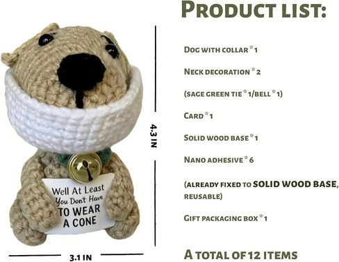 G MiDui'S Well At Least You Dont Aear a Cone–Funny Crochet Dog Get Well Gifts–4.5" Emotional Support Crochet for Cancer 、Lumpectomy、Vasectomy Humor Surgery Recovery Gifts in Saudi Arabia