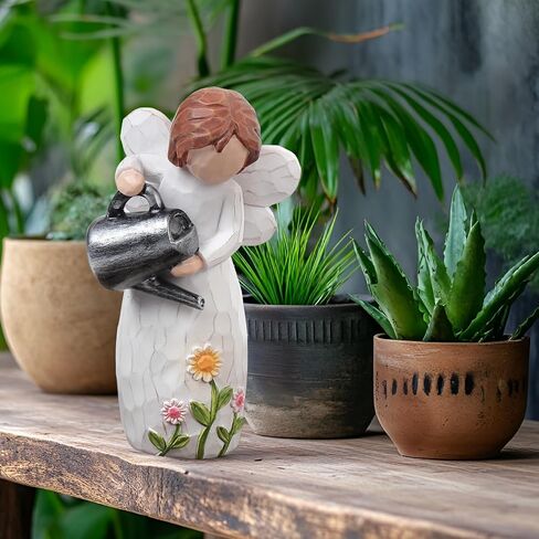 JFHEDY Gardening Gifts for Women, Angel Figurines Guardian Gifts for Women, New Home Gift Ideas, Sculpted Hand-Painted Figurine Angel Figurine in Kuwait