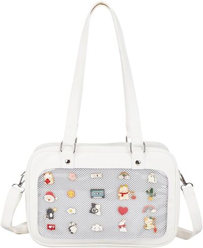 FINGERINSPIRE 9.4x13.5inch Ita Bag Crossbody with Large Clear Window PU Leather Pin Display Bag for Anime Convention Events in Saudi Arabia