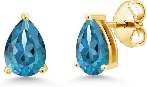 جوهرة ستون كينغ 18K الذهب الأصفر مطلي الفضة الكمثرى الشكل 8X5MM الأحجار الكريمة جوهرة الميلاد أقراط | ادفع للخلف أقراط سوليتير للنساء والرجال in Kuwait