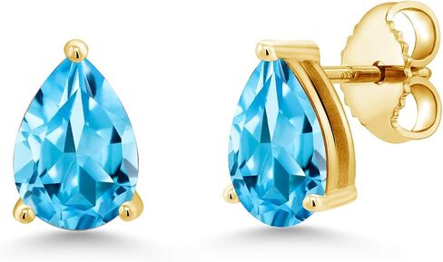 جوهرة ستون كينغ 18K الذهب الأصفر مطلي الفضة الكمثرى الشكل 8X5MM الأحجار الكريمة جوهرة الميلاد أقراط | ادفع للخلف أقراط سوليتير للنساء والرجال in Kuwait