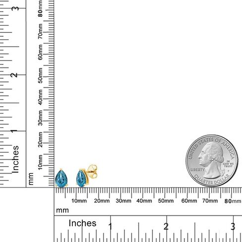 جوهرة ستون كينغ 18K الذهب الأصفر مطلي الفضة الكمثرى الشكل 8X5MM الأحجار الكريمة جوهرة الميلاد أقراط | ادفع للخلف أقراط سوليتير للنساء والرجال in Kuwait