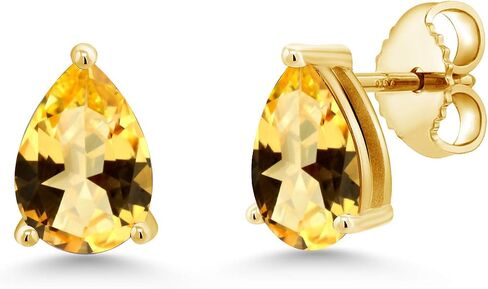 جوهرة ستون كينغ 18K الذهب الأصفر مطلي الفضة الكمثرى الشكل 8X5MM الأحجار الكريمة جوهرة الميلاد أقراط | ادفع للخلف أقراط سوليتير للنساء والرجال in Kuwait