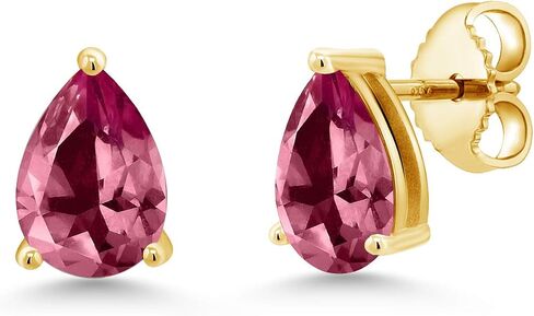 جوهرة ستون كينغ 18K الذهب الأصفر مطلي الفضة الكمثرى الشكل 8X5MM الأحجار الكريمة جوهرة الميلاد أقراط | ادفع للخلف أقراط سوليتير للنساء والرجال in Kuwait