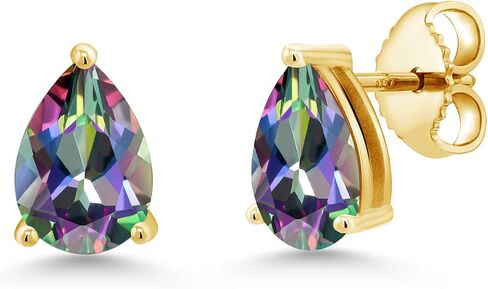 جوهرة ستون كينغ 18K الذهب الأصفر مطلي الفضة الكمثرى الشكل 8X5MM الأحجار الكريمة جوهرة الميلاد أقراط | ادفع للخلف أقراط سوليتير للنساء والرجال in Kuwait