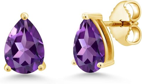 جوهرة ستون كينغ 18K الذهب الأصفر مطلي الفضة الكمثرى الشكل 8X5MM الأحجار الكريمة جوهرة الميلاد أقراط | ادفع للخلف أقراط سوليتير للنساء والرجال in Kuwait