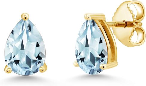جوهرة ستون كينغ 18K الذهب الأصفر مطلي الفضة الكمثرى الشكل 8X5MM الأحجار الكريمة جوهرة الميلاد أقراط | ادفع للخلف أقراط سوليتير للنساء والرجال in Kuwait