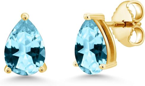 جوهرة ستون كينغ 18K الذهب الأصفر مطلي الفضة الكمثرى الشكل 8X5MM الأحجار الكريمة جوهرة الميلاد أقراط | ادفع للخلف أقراط سوليتير للنساء والرجال in Kuwait