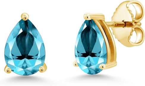 جوهرة ستون كينغ 18K الذهب الأصفر مطلي الفضة الكمثرى الشكل 8X5MM الأحجار الكريمة جوهرة الميلاد أقراط | ادفع للخلف أقراط سوليتير للنساء والرجال in Kuwait