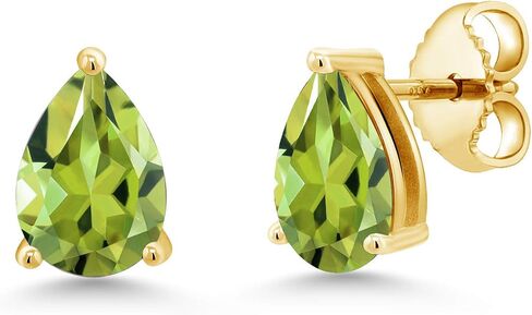 جوهرة ستون كينغ 18K الذهب الأصفر مطلي الفضة الكمثرى الشكل 8X5MM الأحجار الكريمة جوهرة الميلاد أقراط | ادفع للخلف أقراط سوليتير للنساء والرجال in Kuwait