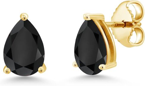 جوهرة ستون كينغ 18K الذهب الأصفر مطلي الفضة الكمثرى الشكل 8X5MM الأحجار الكريمة جوهرة الميلاد أقراط | ادفع للخلف أقراط سوليتير للنساء والرجال in Kuwait