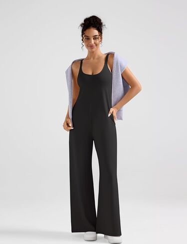 EUYZOU Women Jumpsuits Casual One Piece Cross-Back Overalls Summer Outfits Wide Leg Pants Romper with Pockets Beach Vacation in Saudi Arabia