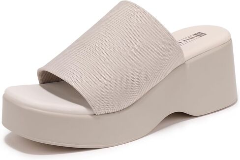 IDIFU IN3 Platform Sandals for Women Comfortable Square Open Toe Wedges Sandals Cute Dressy Casual Vacation Summer Beach Walking Lightweight Slip On Chunky Wedge Heel Slide Sandals in Kuwait