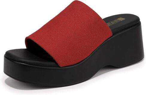 IDIFU IN3 Platform Sandals for Women Comfortable Square Open Toe Wedges Sandals Cute Dressy Casual Vacation Summer Beach Walking Lightweight Slip On Chunky Wedge Heel Slide Sandals in Kuwait