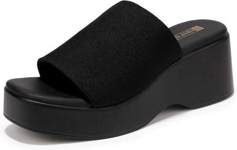IDIFU IN3 Platform Sandals for Women Comfortable Square Open Toe Wedges Sandals Cute Dressy Casual Vacation Summer Beach Walking Lightweight Slip On Chunky Wedge Heel Slide Sandals in Kuwait