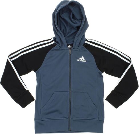 adidas Youth Big Boys Full Zip Tech Fleece Hoodie, Grey/Black in Kuwait
