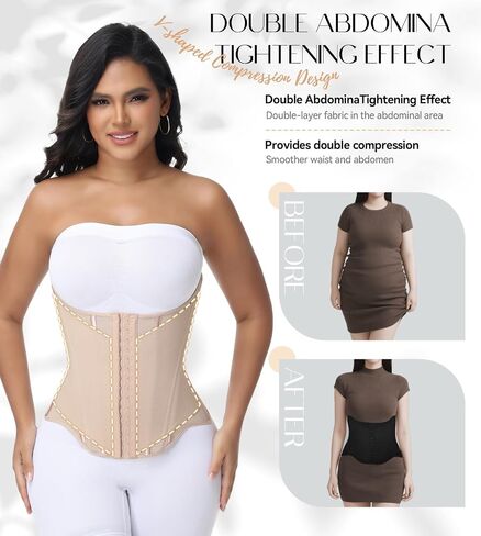 SHAPSHE Waist Trainer for Women Tummy Control Cincher Corset Shapewear Working Out Body Shaper with Hooks in Kuwait