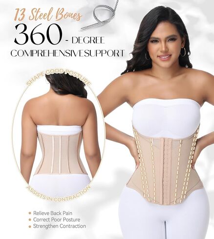 SHAPSHE Waist Trainer for Women Tummy Control Cincher Corset Shapewear Working Out Body Shaper with Hooks in Kuwait