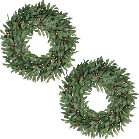 22 inch Olive Wreaths for Front Door Set of 2, Artificial Large Spring Summer All Seasons Year Round Green Olive Branch Wreath for Home Outdoor Indoor Farmhouse Porch Window in Saudi Arabia