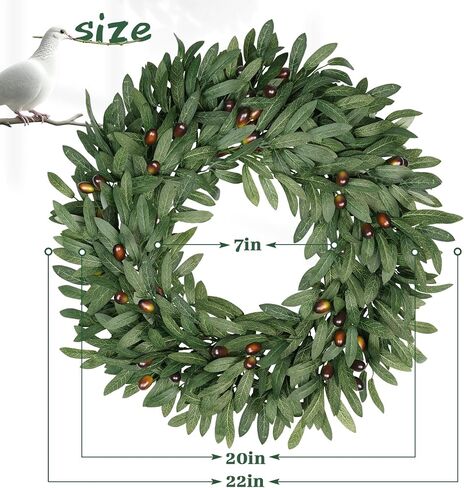 22 inch Olive Wreaths for Front Door Set of 2, Artificial Large Spring Summer All Seasons Year Round Green Olive Branch Wreath for Home Outdoor Indoor Farmhouse Porch Window in Saudi Arabia