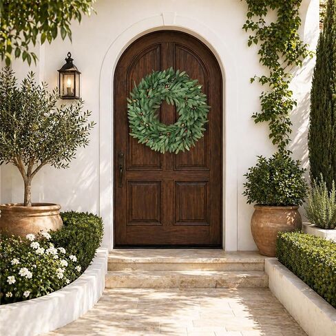 22 inch Olive Wreaths for Front Door Set of 2, Artificial Large Spring Summer All Seasons Year Round Green Olive Branch Wreath for Home Outdoor Indoor Farmhouse Porch Window in Saudi Arabia