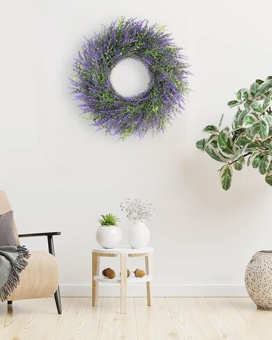 DDHS 24inch Lavender Wreath for Front Door, Window, Porch, Spring Summer Artificial Wreaths All Seasons Farmhouse Indoor Outdoor Decor-pulpre in Saudi Arabia