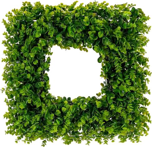 Boxwood Wreaths for Front Door Decor, 20" Artificial Greenery Square Wreath Decorations for Spring Summer Home Door Window Outside Wall Indoor Outdoor Porch and Birthday Wedding Party in Saudi Arabia